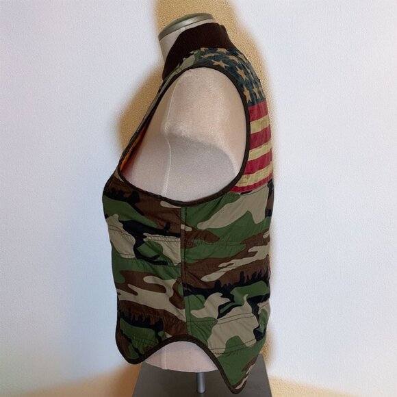 Denim & Supply Ralph Lauren Camo Distressed American Flag Quilted Vest - Picture 4 of 15